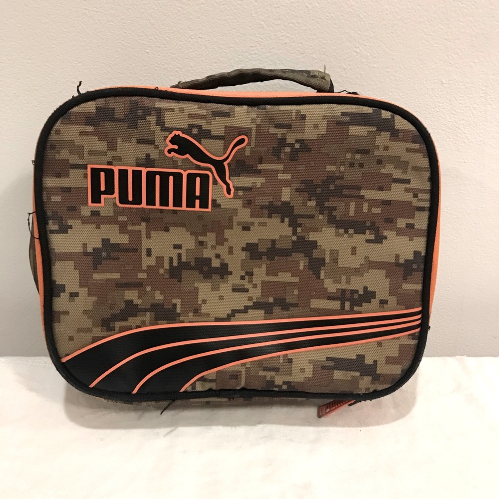 Puma khaki and orange handle lunch bag. Good used condition.